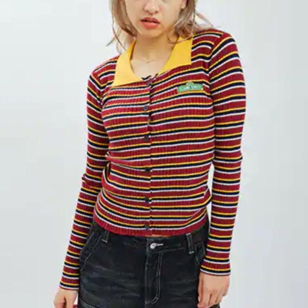 atmos Ribbed Long Sleeve Striped Knit Top Free Size